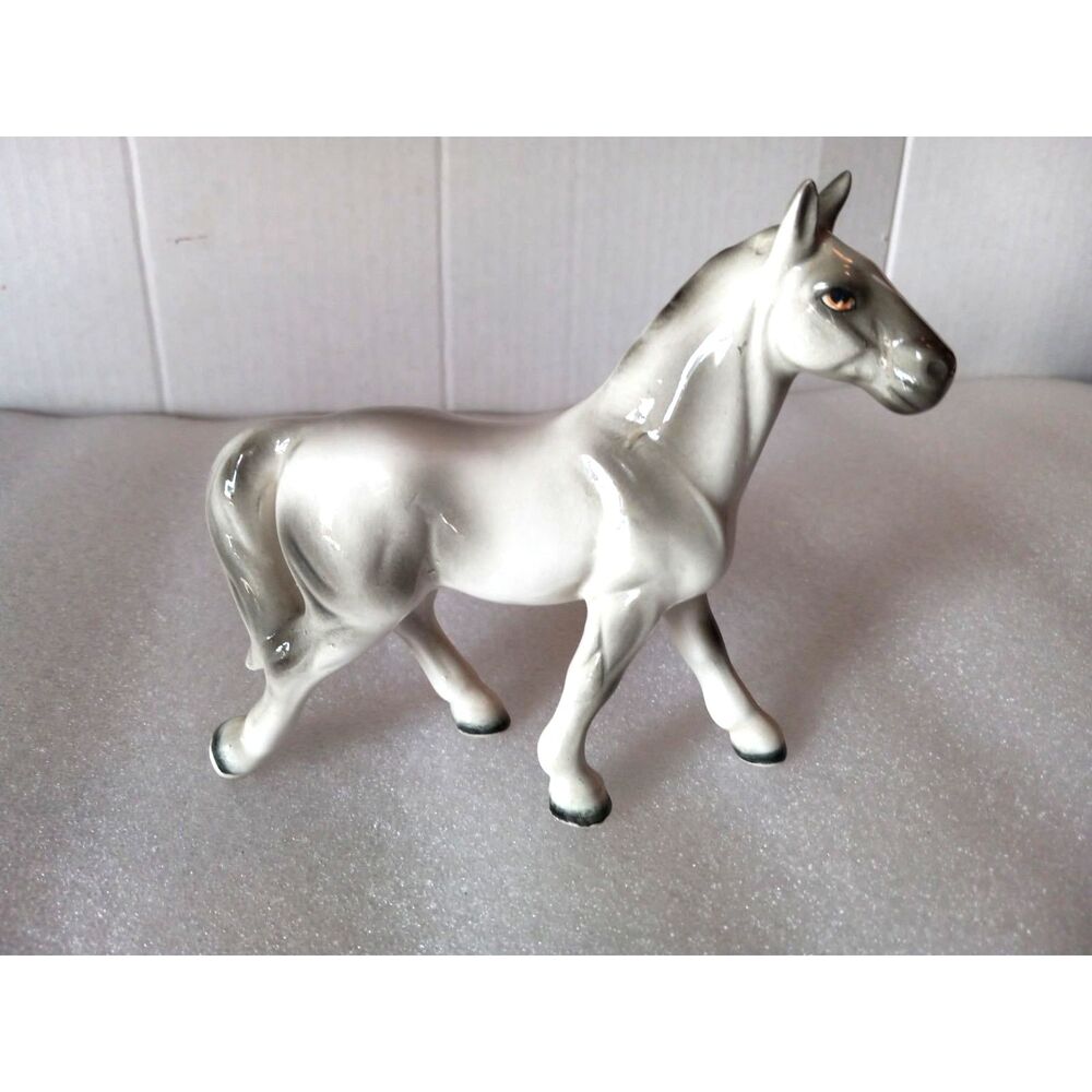 Vintage Midcentury Goebel Style 5.25" Ceramic Gray Horse Figurine Made in Japan